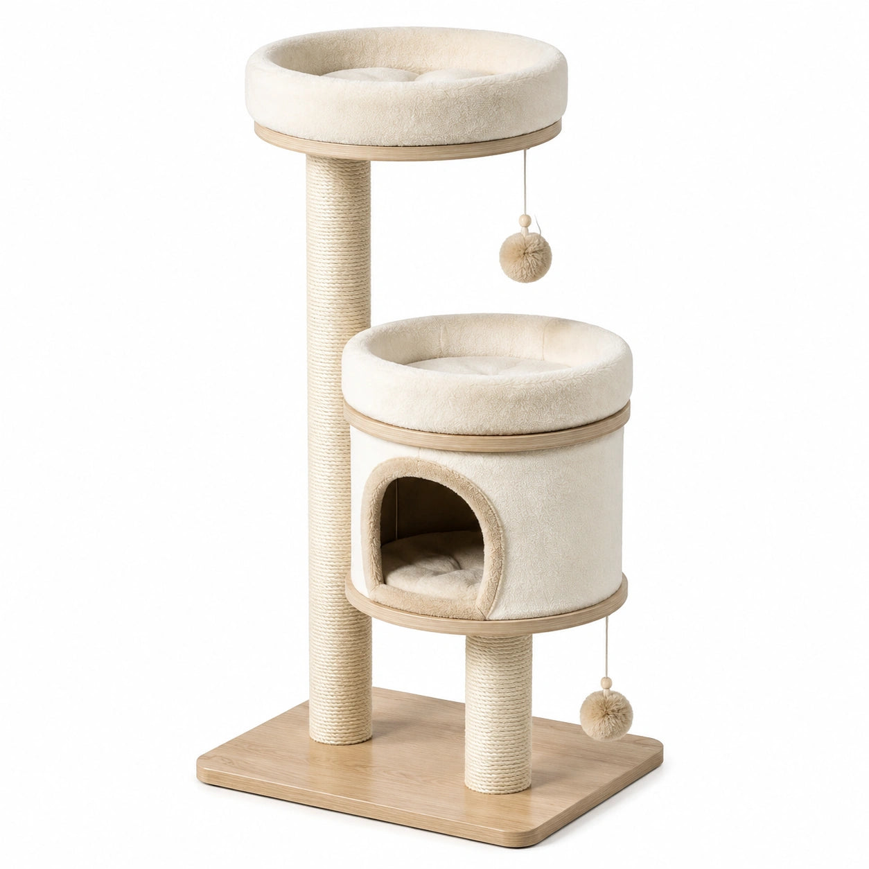 Tiragraffi per Gatti in Legno e Sisal Beige