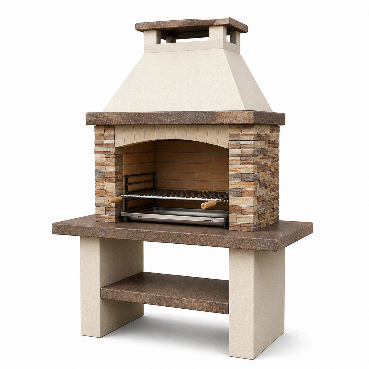 Barbecue da Giardino in Pietra e Metallo 100x110x200 cm